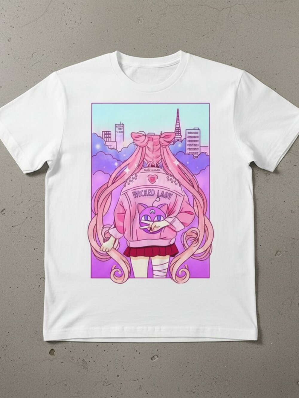 Anime Aesthetic Wicked Lady Graphic T-Shirt – Cute Pastel Manga Style Tee